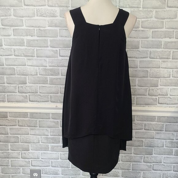 Theory Lylin Black 100% Silk Double Georgette Sleeveless Layered Mini Dress 6 - Picture 4 of 10